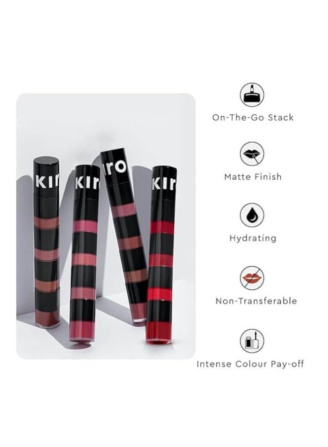 كيرو أحمر شفاه سائل مطفي خفيف من كيرو فور بلاي نون ستوب - أحمر داكن، 6 مل | 4 درجات من أحمر الشفاه | يدوم طويلاً، مقاوم للتلطخ، مرطب، خفيف الوزن | غني بزيت الأفوكادو والمشمش - Image 4